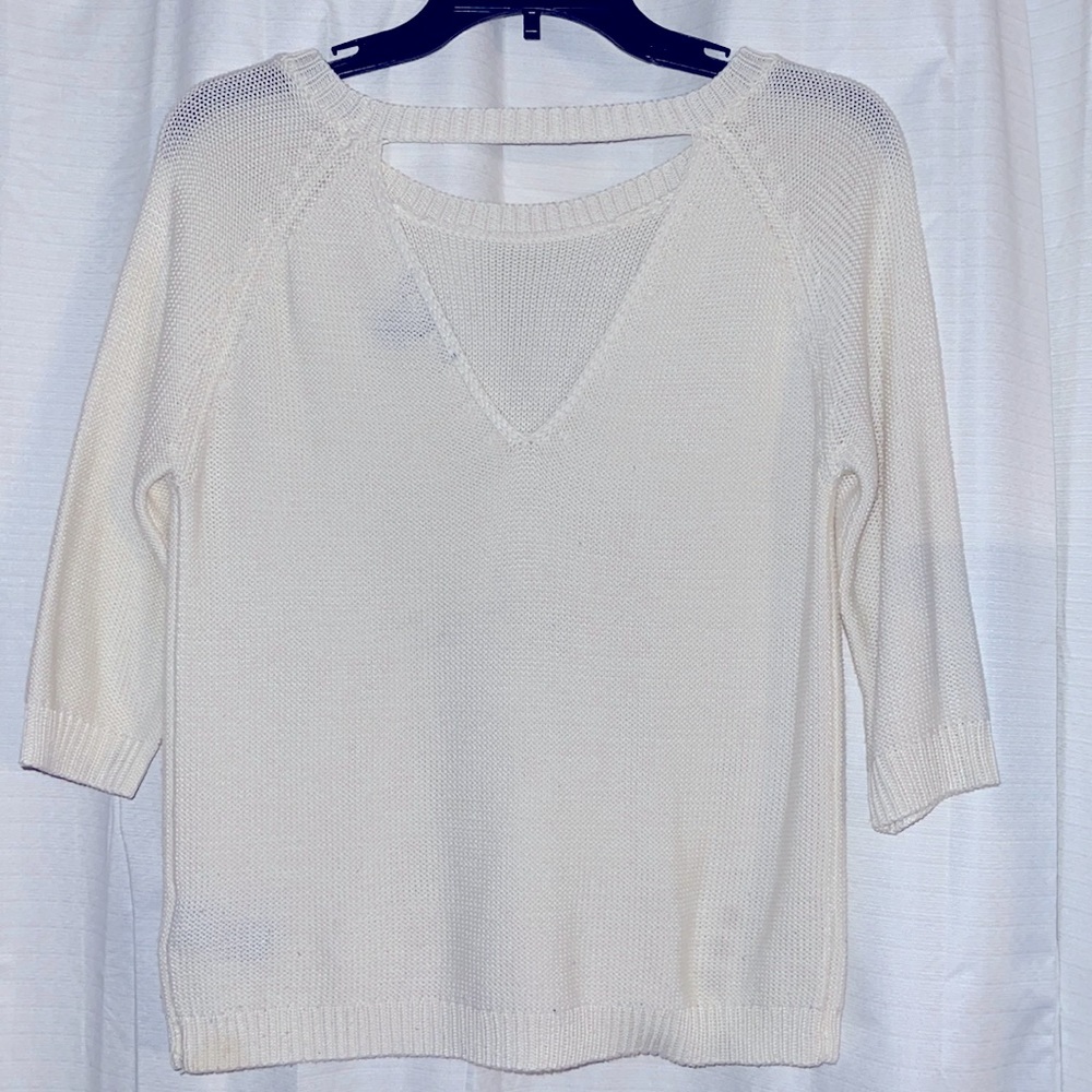 3/4 sleeve Forever 21 Pearl White knit sweater🤍🦢